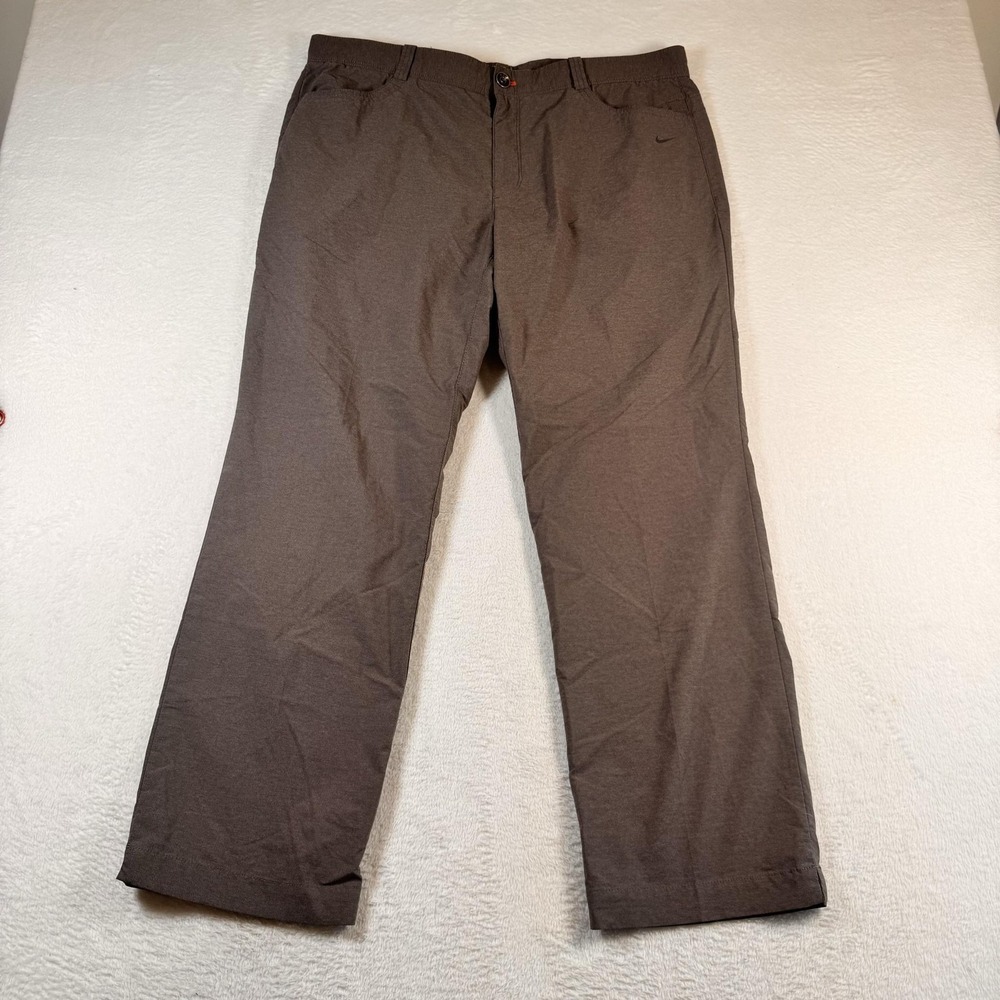 Nike Dri-FIT Pants Mens 38x30 Brown Twill Golf Khakis Performance Stretch Casual